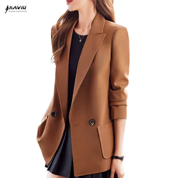 NAVIU Повседневный Темпераментный блейзер 2023, Весенний Новый дизайн, Модная свободная куртка с длинным рукавом, Офисное женское рабочее пальто