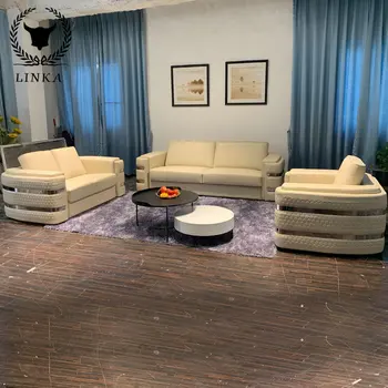 Высококачественная белая современная мебель для гостиной на заказ, Роскошный кожаный диван Chesterfield из Италии, Сегментированный двухместный