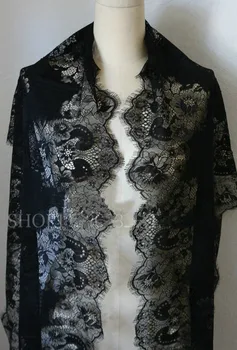 3 м/лот, Черное Белое, классический дизайн, нейлоновое свадебное платье, Французская кружевная отделка для ресниц, 43 см, Мягкая двусторонняя кружевная ткань Шантильи