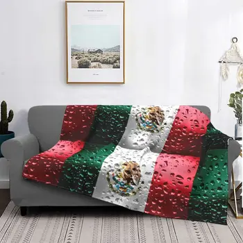 Флаг Мексики, Орел, Капли дождя, Металлизированные Мексиканские Шерстяные одеяла, Индивидуальное покрывало для кровати, дивана, кушетки