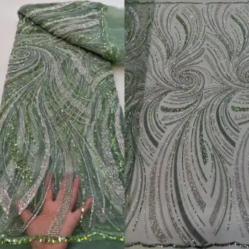 Африканская кружевная ткань S-1302275, Расшитая нигерийским бисером, Кружевная ткань для новобрачных, Высококачественная Французская тюлевая кружевная ткань