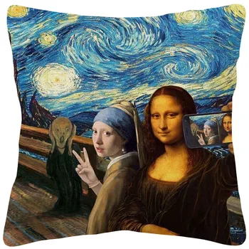 Европейский Ван Гог Мона Лиза Картина Маслом Чехол Для Подушки Декоративные Подушки Для Декора Дивана 45X45cm