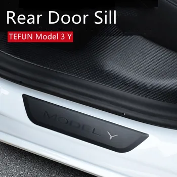 TEFUN Для Tesla Модель 3 Y оригинальная наклейка для украшения порога задней двери автомобиля модель 3 2021 Аксессуары Защитная прокладка для педалей