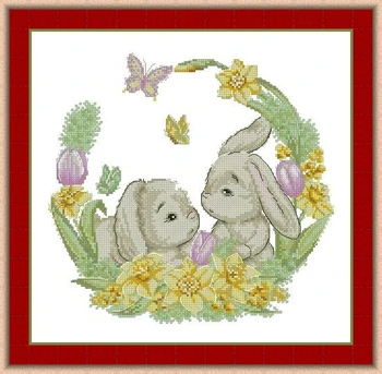 Венок из Пасхального кролика Высочайшего качества, Красивый, Симпатичный Набор для вышивания крестиком, Высота, ручная работа иглой