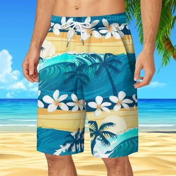Быстросохнущие мужские плавки Гавайские пляжные шорты Мужские купальники Пляжная одежда с карманами Мужской короткий купальник для отдыха