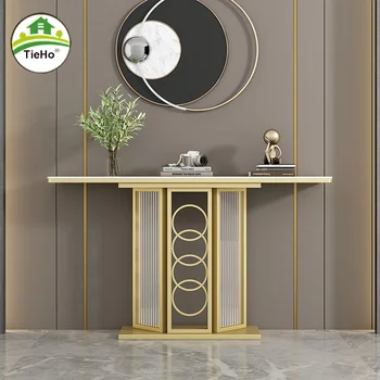 Итальянский роскошный железный консольный столик Современный простой столик для прихожей, прихожей, гостиной, шиферный длинный журнальный столик, украшение дома