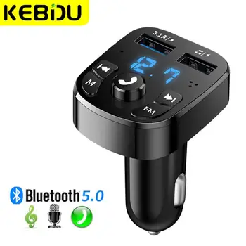 Автомобильный FM-передатчик Bluetooth 5.0 Aux Беспроводной автомобильный комплект громкой связи с двумя USB-зарядными устройствами, авторадио, Fm-модулятором, адаптером для Mp3-плеера