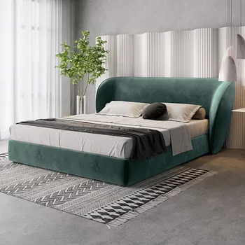 Современная кровать из ткани в минималистском стиле, двуспальная кровать Nordic 1,8 м, главная спальня, дизайнер обивки свадебной кровати
