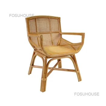 Плетеные из натурального ротанга стулья для гостиной, современное японское кресло, дизайнерский обеденный стул, простое кресло для отдыха, мебель для дома