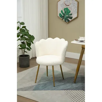 Тканевый стул с акцентом, удобное кресло-качалка со спинкой, современные стулья с акцентом, подходит для многих ситуаций, простая сборка, белый