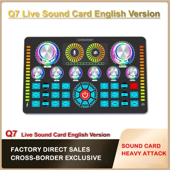 Q7 Звуковая карта в реальном времени, микшер звука, караоке для подкастов, запись в домашней студии, профессиональная звуковая карта, микшер микрофона Bluetooth, изменение голоса