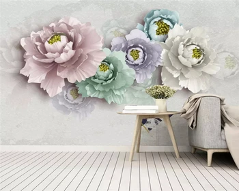 beibehang Индивидуальные современные обои из папье-маше трехмерные европейские ювелирные изделия цветы светлый роскошный фон для телевизора и дивана