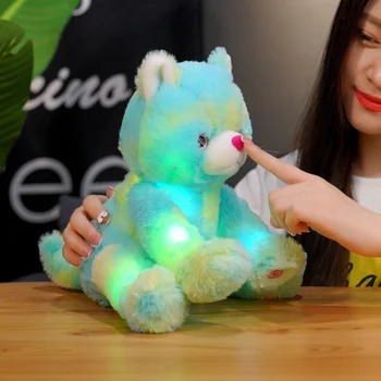 25 см Новая креативная светодиодная плюшевая игрушка Cat Мягкие игрушки с подсветкой, светящаяся подушка, Красочный светящийся медведь, Рождественский подарок для детей