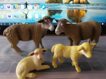 4 шт./компл. Игрушка-модель животного Без запаха окружающая среда архаровские овцы сельскохозяйственные животные, дикие овцы Кудрявые овцы детская модель фигурная игрушка