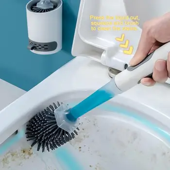 Силиконовый многоразовый держатель туалетной щетки, дозирующий жидкое чистящее средство для туалетной щетки в ручке, без перфоратора, дозатор мыла для ванной