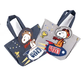 Снупи Спайк Каваи Японская Новая мультяшная милая сумочка с вышивкой Студенческая сумка для ланча Холщовая сумочка Tide
