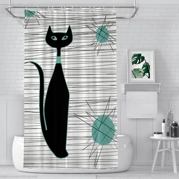 Занавески для душа в ванной Kitty Starburst, Водонепроницаемая перегородка Atomic Cat в старом стиле, Уникальный Домашний декор, Аксессуары для ванной комнаты
