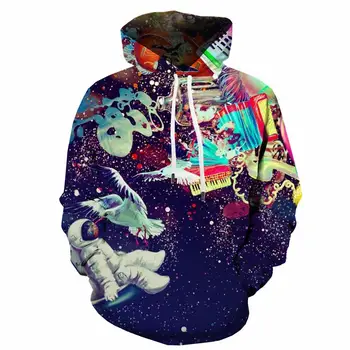 3d толстовки Астронавт Толстовки мужские с капюшоном с животными Аниме Забавная толстовка с принтом Galaxy Мужская одежда с 3D принтом Уличная повседневная