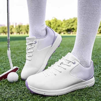 Женские водонепроницаемые туфли для гольфа, нескользящие кроссовки для гольфистов, дышащие тренировочные спортивные туфли для гольфа без шипов