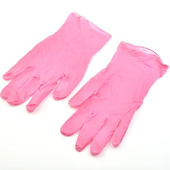 20шт Одноразовых нитриловых перчаток, водонепроницаемых, не вызывающих аллергии, Защищающих Безопасные Перчатки для работы На кухне, мытья посуды, антистатические Розовые перчатки