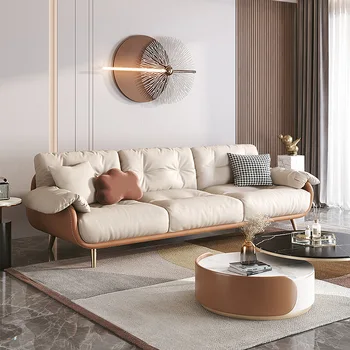 Тканевый диван Ou Yunduo Technology Для гостиной Небольшой квартиры, современный простой Кремовый диван