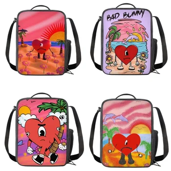 Переносная сумка для ланча с рисунком плохого Кролика из мультфильма для детей, Многоразовые изолированные ланч-боксы для школьников, удобные сумки для ланча, пакеты для еды