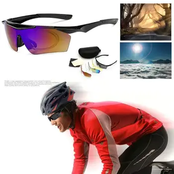 Профессиональные поляризованные велосипедные очки, Велосипедные Очки для спорта на открытом воздухе, Велосипедные Солнцезащитные очки UV 400 с 5 Линзами, 5 цветов
