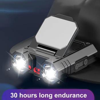 ZK30 XPE Hat Clip Light USB Charging LED Мини-Головной Фонарь с Плавным Затемнением IPX4 Водонепроницаемый для Кемпинга, Ночного Велоспорта, Чрезвычайных Ситуаций