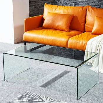 Мебель в скандинавском стиле Стеклянный журнальный столик для гостиной Минималистичный домашний прямоугольный Прозрачный свет Роскошные обеденные столы