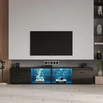 Подставка для телевизора Тумба для телевизора со светодиодной подсветкой, меняющей цвет, доступно место для хранения, для гостиной