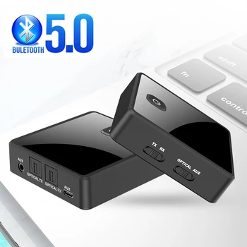 Передатчик приемник Bluetooth 5.0 с низкой задержкой 3,5 мм Разъем 3.5 AUX Оптический SPDIF Стерео Беспроводной аудиоадаптер Для ПК телевизора автомобиля MP3