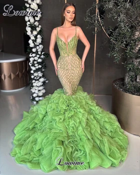 Новые Элегантные Зеленые платья для выпускного вечера, Русалочьи спагетти, Пляжные коктейльные платья для вечеринки, Высокая мода Для женщин, Vestidos De Noche