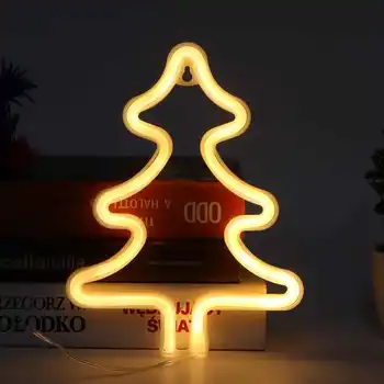 Современная неоновая елка, светодиодная неоновая вывеска, спальня, украшение для Рождественской вечеринки