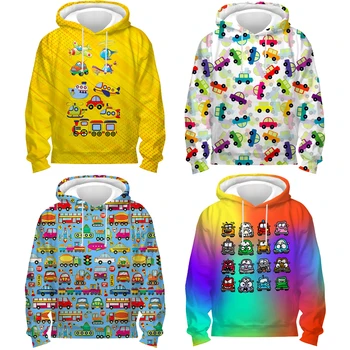 Детские Милые Толстовки для перевозки в автомобиле, детские Толстовки с 3D-принтом из мультфильмов Аниме, Топы, Пуловеры для мальчиков и девочек, Уличная верхняя одежда