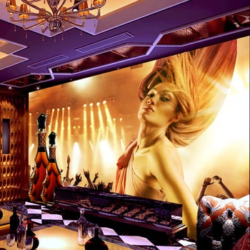 beibehang KTV bar обои с красивой сексуальной девушкой золотой фон обоев 3D водонепроницаемая коробка светоотражающие обои для стен