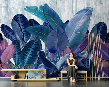 Beibehang Angepasst moderne hand-gemalt banane blatt pflanze wandbild wohnzimmer TV hintergrund tapete wand papers home decor