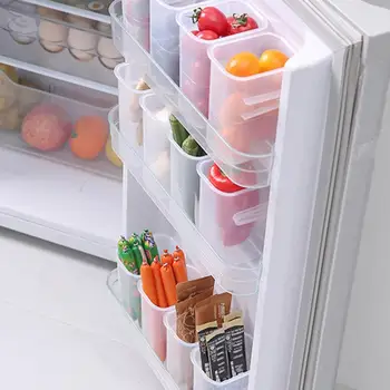 Популярный органайзер для холодильника многоразового использования, прозрачный / белый, легко моющийся контейнер для пищевых продуктов с боковой дверцей холодильника