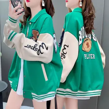 Бейсбольная куртка в ленивом стиле 2023, весна-лето, новая корейская версия, свободная короткая куртка, дизайнерский дизайн, женская куртка на молнии