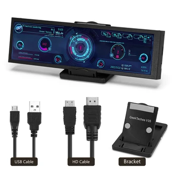 ЖК-Экран с Длинной Полосой 8,8 Дюйма, HDMI-совместимый USB-Порт, Температурный Монитор 480X1920 с Кронштейном для Windows Linux Raspberry Pi