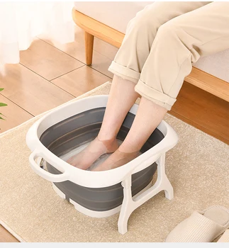 Складная ванночка для ног, пластиковая ванночка для ног, телескопическая переносная массажная домашняя ванночка для ног