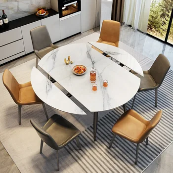 Телескопический обеденный стол Складной стол для дома в маленькой квартире, выдвижная комбинация круглого обеденного стола и стула