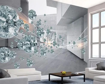 Обои beibehang на заказ 3d хрустальный шар абстрактная космическая архитектура кирпичная стена украшение гостиной настенные обои