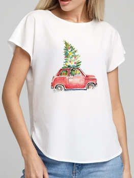 Женская футболка В милую клетку, Рождественский Праздник, Модная эстетичная рубашка с принтом Санта-Клауса с коротким рукавом, Женские футболки с графическим рисунком