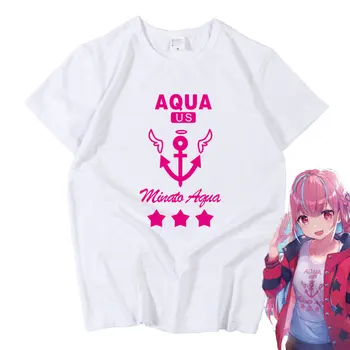 Новая футболка Minato Aqua для косплея, хлопковые летние футболки с коротким рукавом, топы