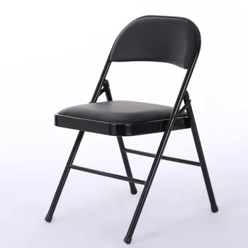 6шт элегантных складных стульев из железа и ПВХ для конференций и выставок Черный [на складе в США]