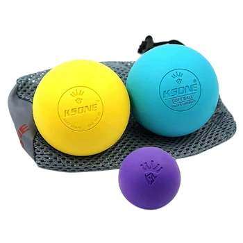 Набор массажных мячей для лакросса KSONE-Ролик для массажа мышц-Шарики для глубоких тканей-Твердые и мягкие массажные шарики с мини-шариком