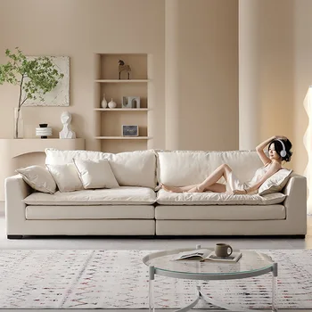 Итальянский сверхглубокий широкий парусный диван для гостиной, светлый роскошный современный пуховый большой прямой диван для сидения