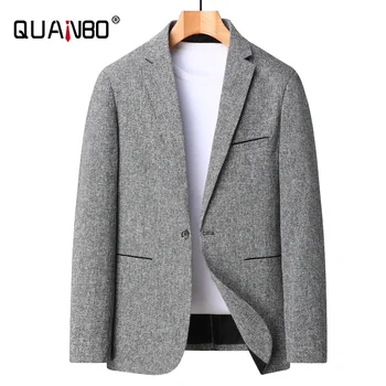 Для мужчин блейзер новое поступление модные повседневные классические офисные костюмы куртки корейский тонкий Fit однобортный мужской блейзер платье куртка