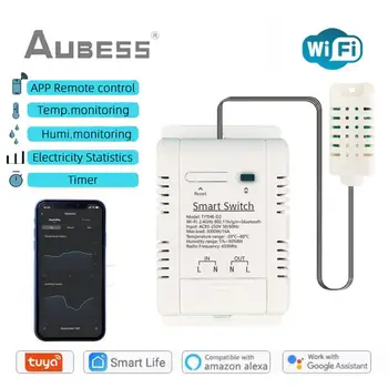 Tuya WiFi TH-16 Smart Switch Control С Контролем Энергопотребления, Температуры И Влажности, Поддержка Термостата Alexa Google Home