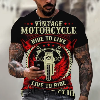 Винтажная мужская футболка 3d, Мотоциклетная одежда Большого размера, Футболка для мотогонок, Футболка для мотоцикла, Летняя одежда